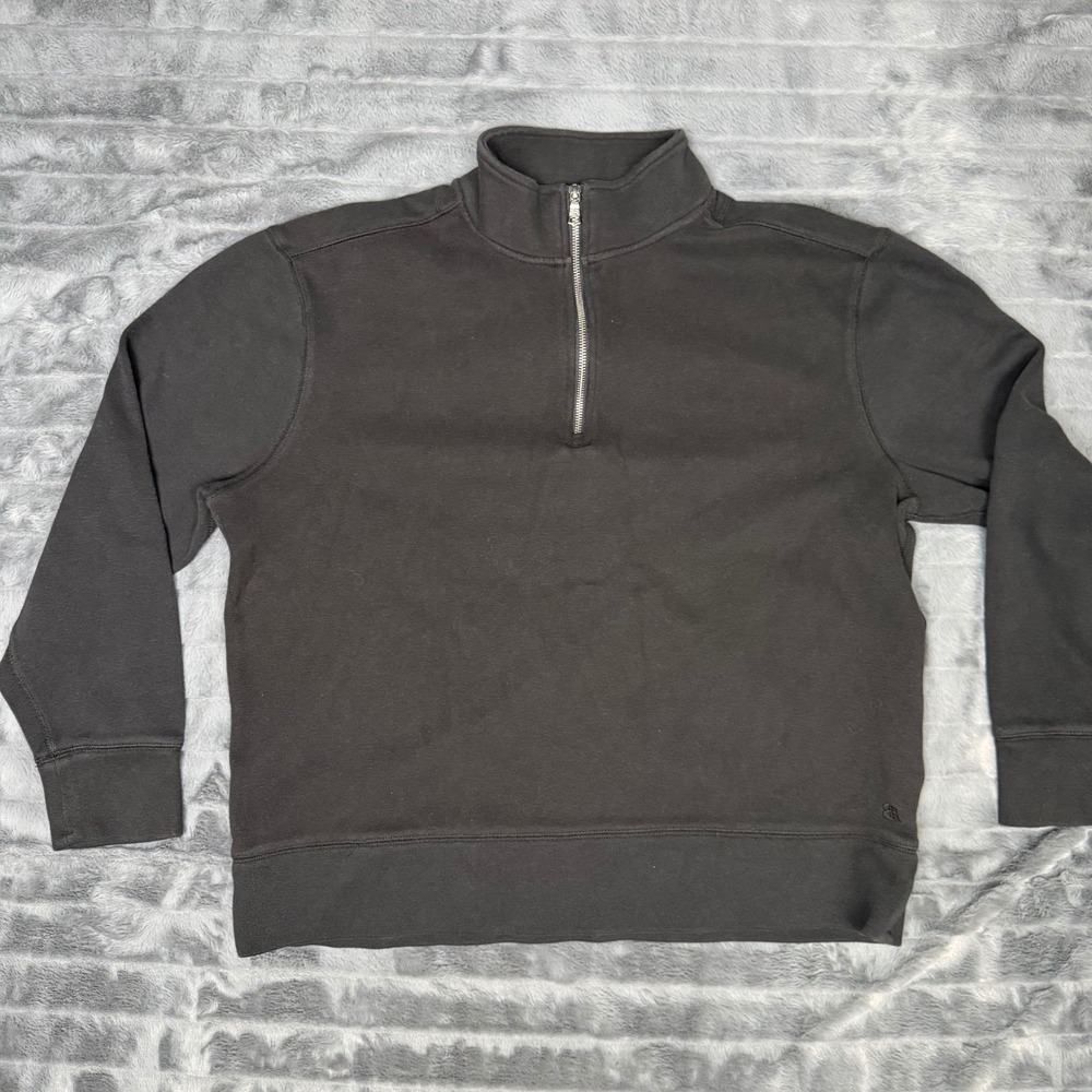 Banana Republic Mens XL Black Quarter Zip Pullover Cotton Blend Sweatshirt 6575